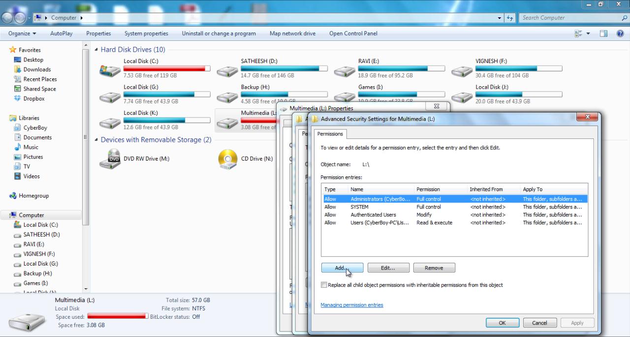 How to protect or restrict access to drive or folder for particular